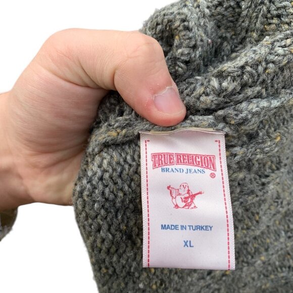 VINTAGE Wool True Religion Sweater XL Gray - Picture 3 of 9